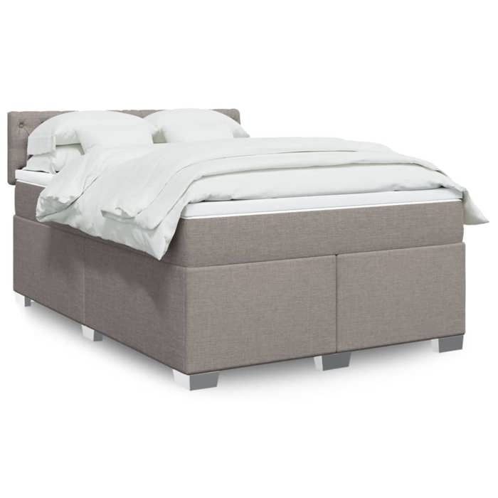 VidaXL Slat Bed Base with Mattress Taupe 140x200 Cm Fabric 3285922