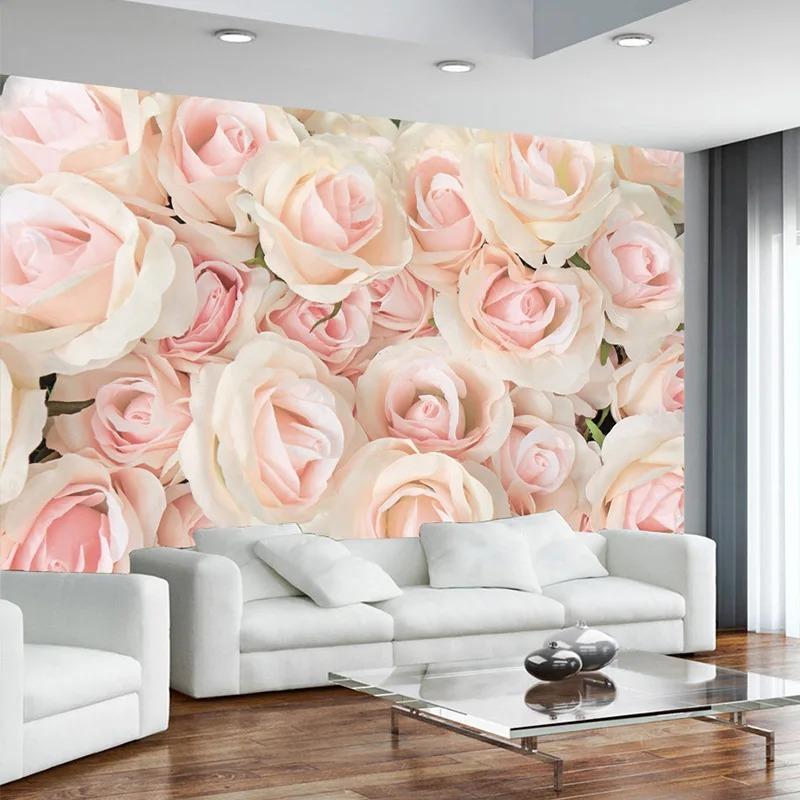 Modern 3d Romantic Rose Flower Mural Living Room Bedroom Background Wall Wallpaper Home Decoration