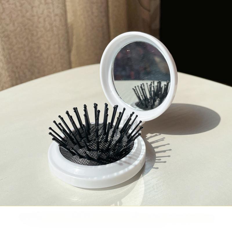 1Pcs Folding Air Bag Comb With Mirror Travel Clamshell Hairbrush Hairdressing Hair Care Massage Relax Comb Cosmetic Styling Tool