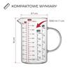KITCHEN MEASURING JUG 1000ml HEAT-RESISTANT WITH GLASS MEASUREMENT GRADUATION