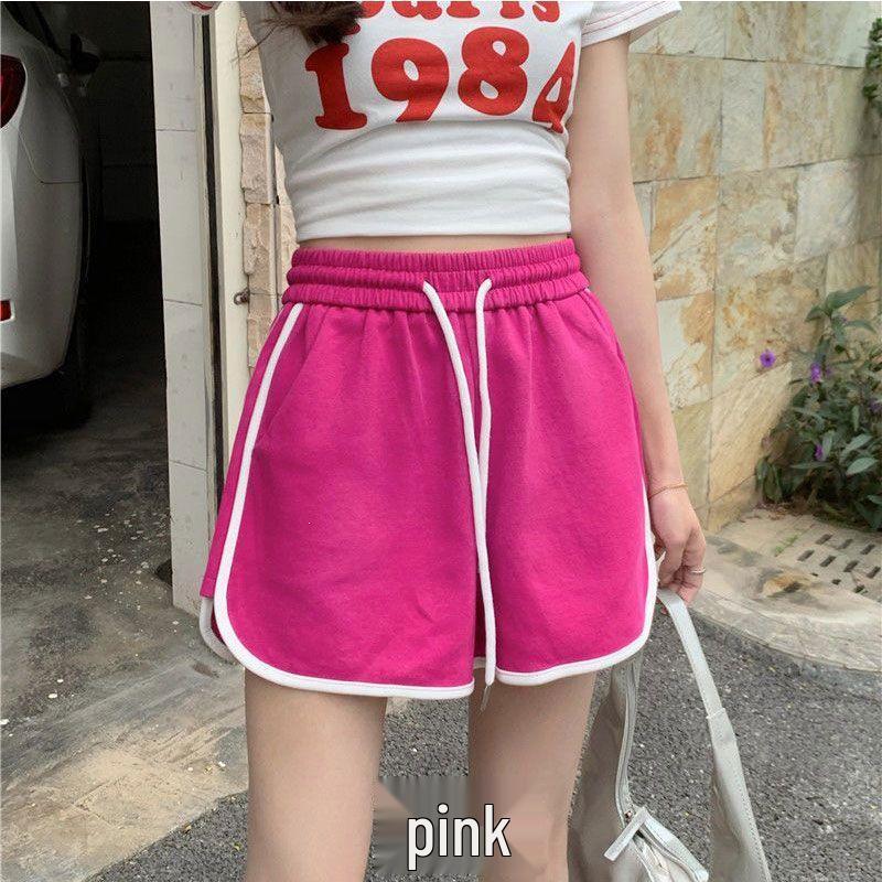 Women's Gray Casual Elastic Waist Shorts - Summer Wide-Leg Hot Pants, Versatile and Trendy Five-Point Sports Wear