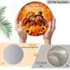 2D Flat, 1pc Round Aluminum Hanging Sign, Happy Thanksgiving Cute Cartoon Turkeys Pumpkin Sunflower Maple Wheat Apple Metal Wall Decor, Warm Orange