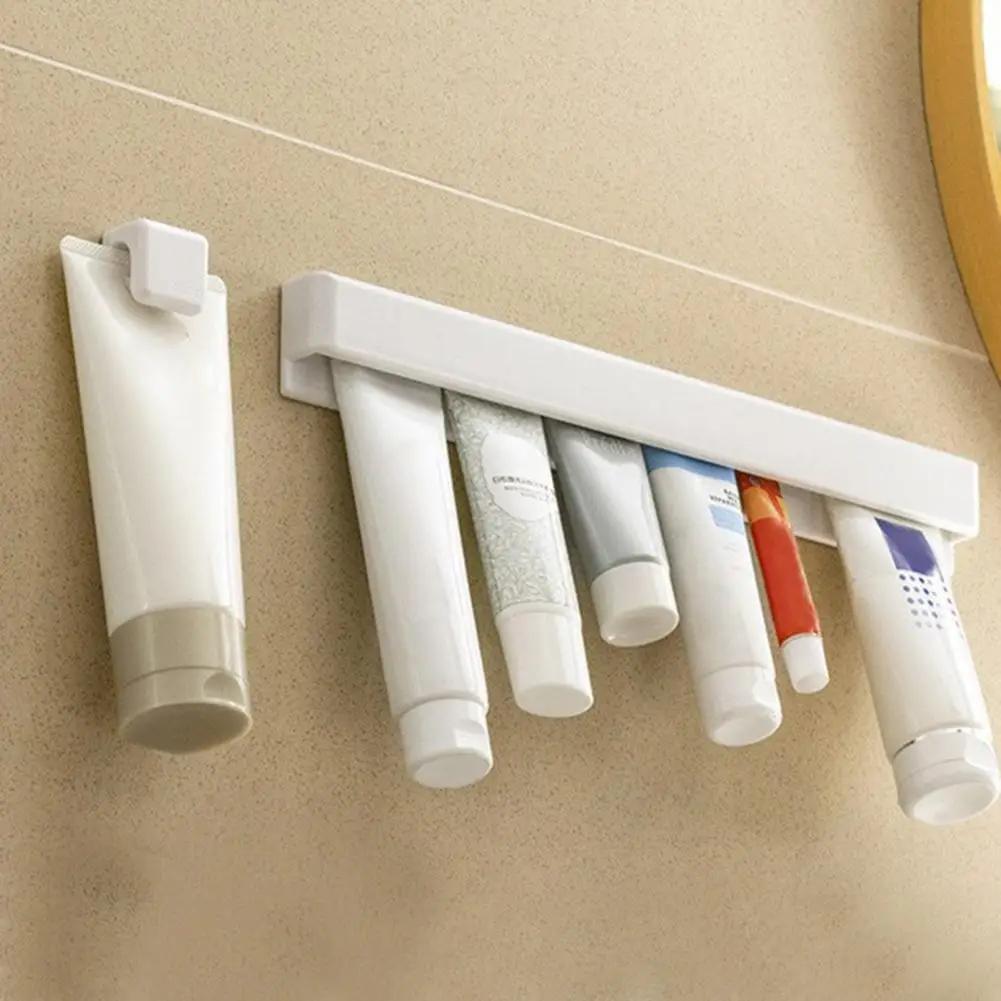 Wall Mount Bathroom Long Toothpaste Holder Multifunctional Space-Saving Toothpaste Rack