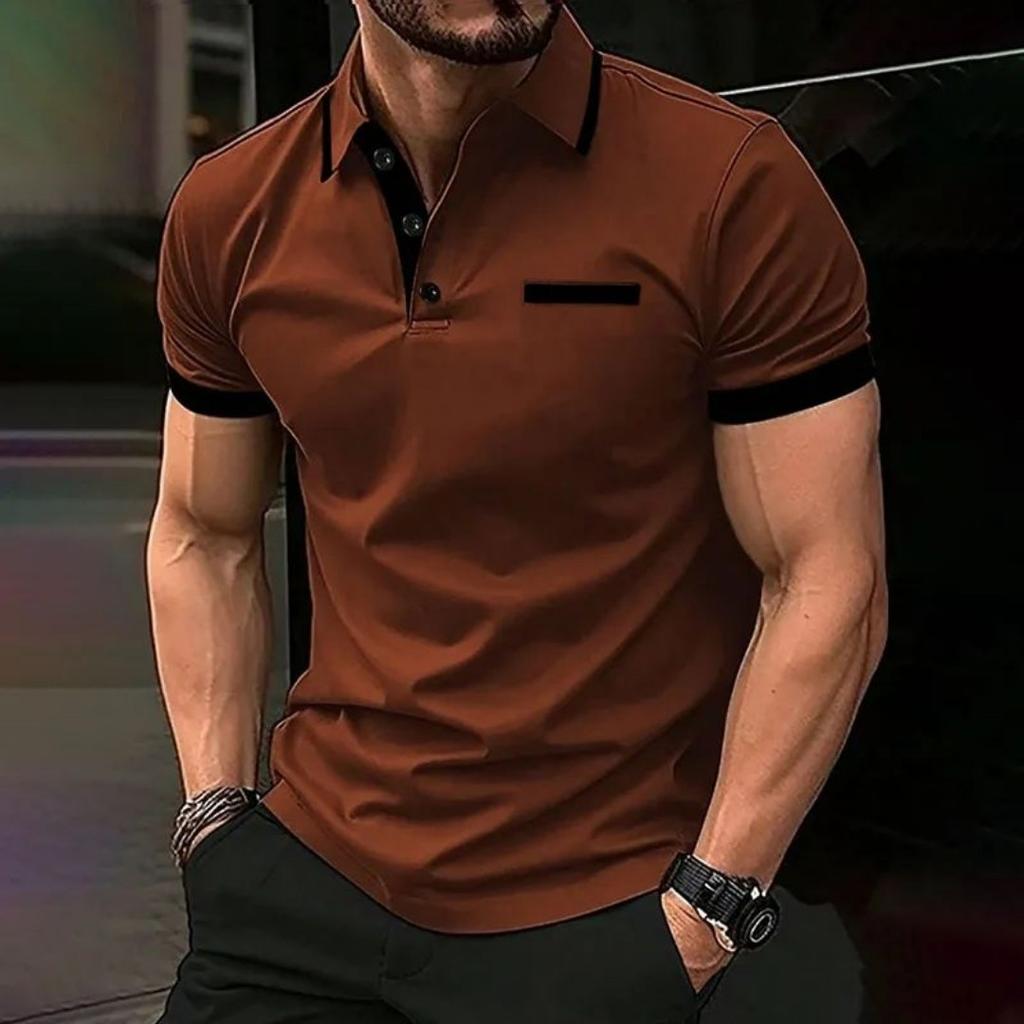 men's new summer minimalist striped printed comfortable breathable polo shirt outdoor casual top