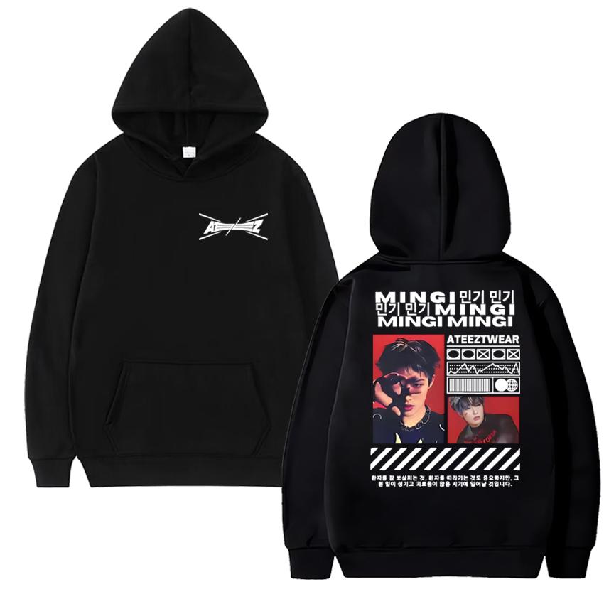 2025 Korean Kpop Band Ateez Mingi Graphic Printed Hoodies Men Women Fashion Y2k Sweatshirt Unisex Fleece Long Sleeve Pullovers