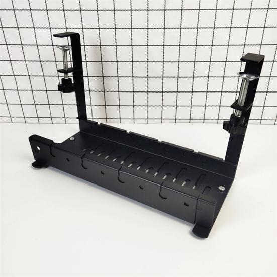 Under Desk Cable Organizer Large Capacity Cable Storage Rack Clip-On Installation Retractable Carbon Steel Cable Management Tray