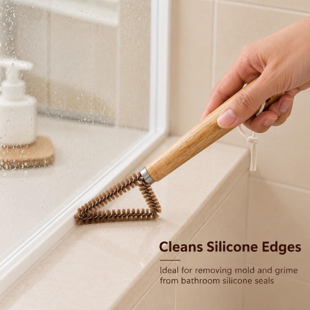Hard Bristles Gap Cleaning Brush Wooden Handle Corner Cleaning Brush Kitchen & Bathroom Use