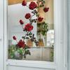 Romantic Red Rose Window Sticker Bathroom Door Glass Decoration Self-Adhesive Decal