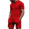 Set da 2 pezzi T-shirt a maniche corte con trama a nido d'ape e Pantaloncini a 5 punte - Abbigliamento Estivo per Fitness e Corsa