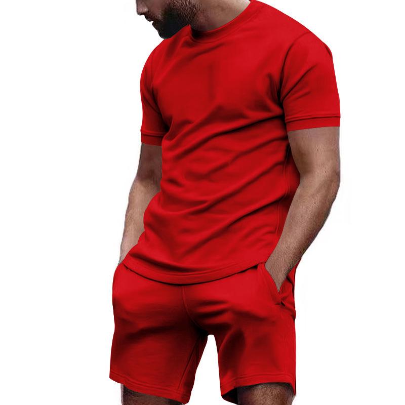 Set da 2 pezzi T-shirt a maniche corte con trama a nido d'ape e Pantaloncini a 5 punte - Abbigliamento Estivo per Fitness e Corsa