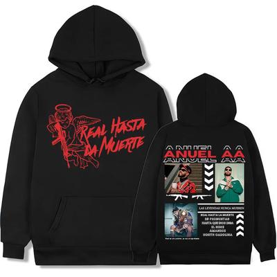 Rapper Anuel AA Real Hasta La Muerte Neue Sweatshirts Herren Damen Harajuku Gothic Retro Hoodie Lässig Gemütlich Locker Hoodies Streetwear