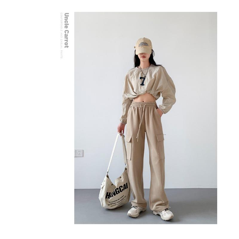 

Серые рабочие брюки клеш женские свободные спортивные леггинсы маленькие с высокой талией тонкие мягкие восковые брюки XL (120-75 kg) хаки