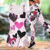Heart Shaped Pattern Print Yoga Outfit for Women Fashion Workout Leggings Fitness Sports Casual Yoga Set Sports Suit Valentine's Day Exclusive