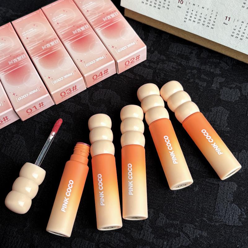 PINK COCO Sunset Galaxy Lip Glaze Matte Matte Velvet Lip Mud Low-saturation Tone Autumn and Winter Matte Lip Glaze