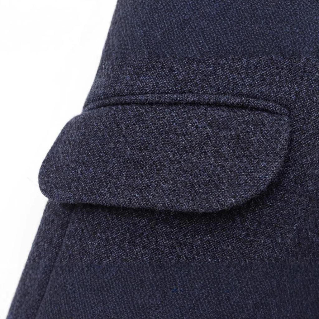 2024 Winter Women's European & American Style Double-Breasted Jacket with Cape Skirt - Little Fragrance, Round Neck