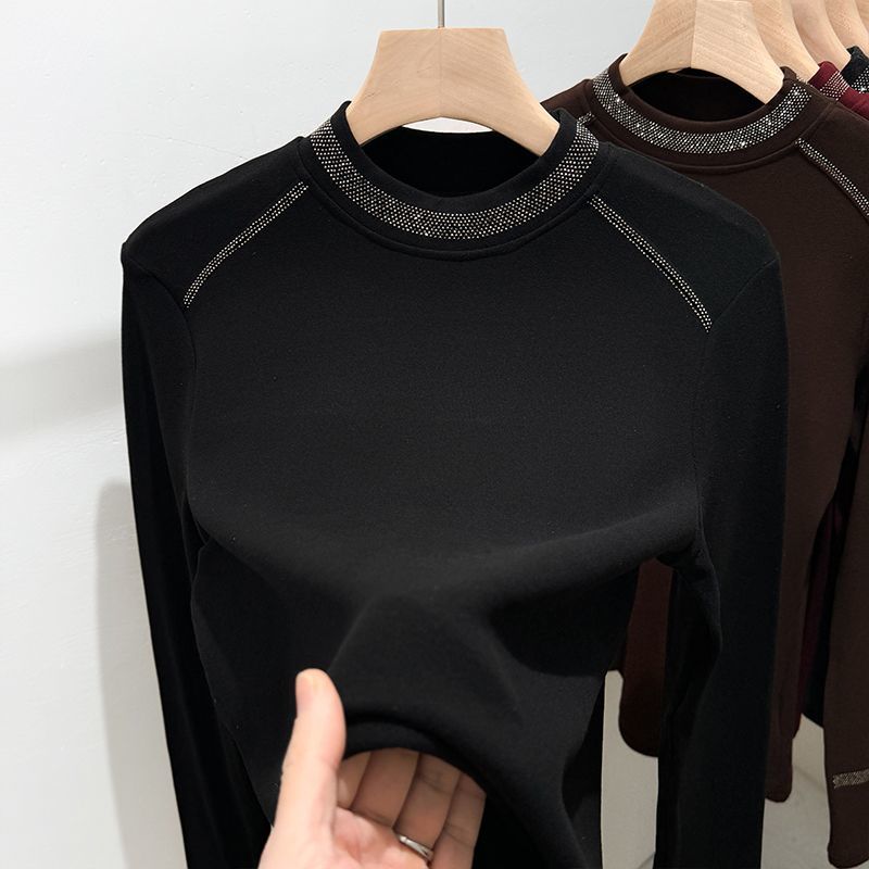 Dámské topy plus size podzim zima střední délky sametové zahuštěné elastické košile módní potisk volné ležérní topy