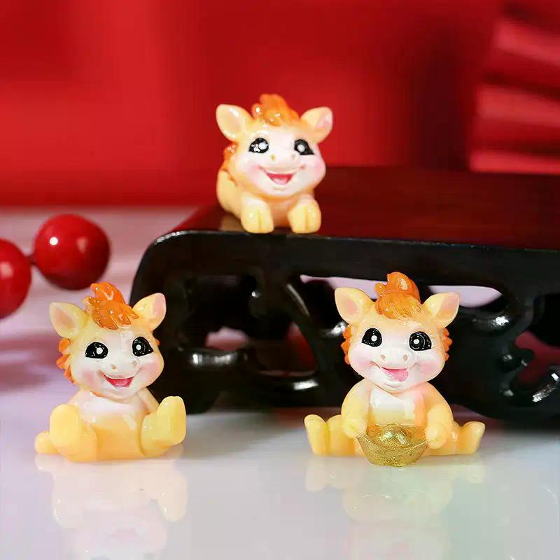 1/2 Stück Lebensechte Tierkreis Pferd Maskottchen Ornament Harz 2026 Pferdejahr Figuren Dekorative Chinesische Miniatur Pferd Figuren