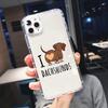 Custodia Carina a Cartone Animato Cane Salsiccia per Telefono per iPhone 17 16 15 14 13 12 11 Pro Max Mini SE 7 Plus Animale Trasparente Morbida Shell Fundas