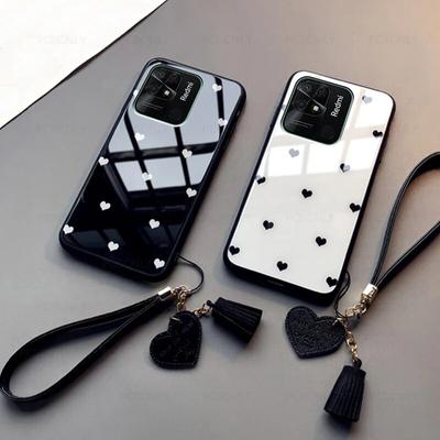 Скляний чохол для Redmi 10 Prime 10C 10A 10X Pro Fashion Love Heart Hard Phone Cover