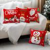 Red Christmas Theme Pillowcase Bedroom Sofa Cushion Cover 100% Polyester Living Room Soft Cushion Pillowcase Home Decor