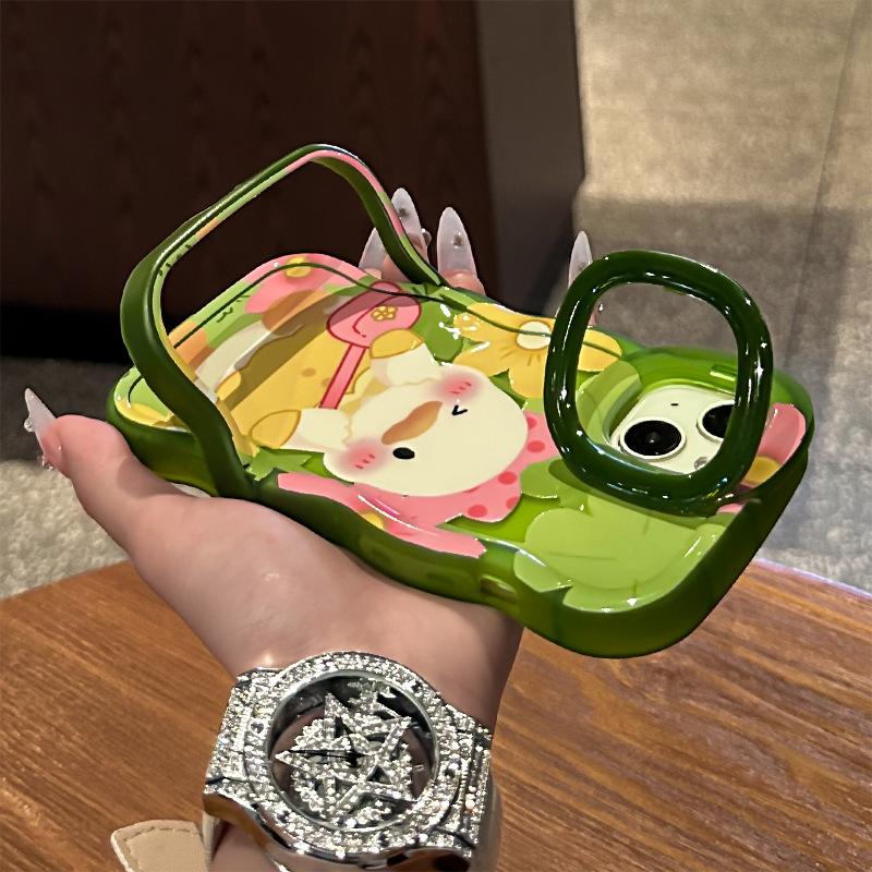 The INS Oil Painting Duck is compatible with iPhone 15 Pro Max phone cases, 14 Cute Cartoon 13, silicone 11, dual stands, 16
