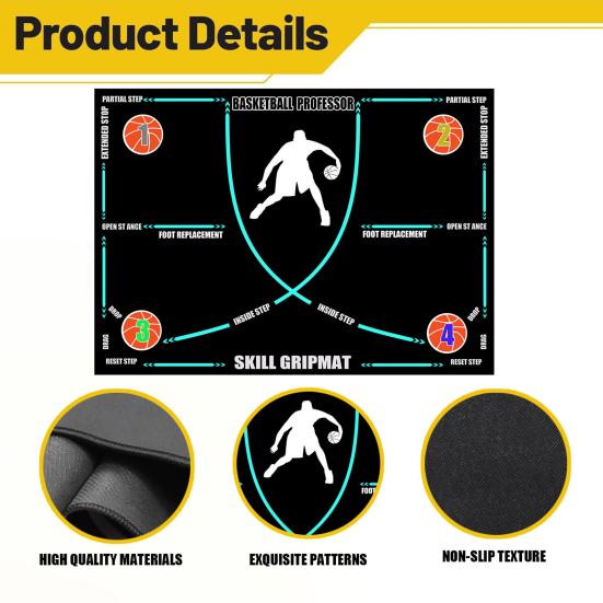 Covoraș portabil pentru jocul de picioare de baschet, anti-alunecare, silențios, la toate nivelurile, agilitate pentru jucători, antrenament cu pași, tampă de podea, echipament de fitness