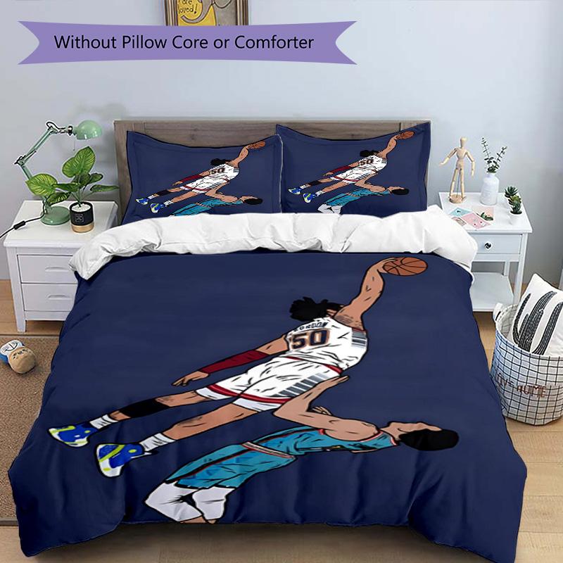 3pcs Duvet Cover Set (1*Duvet Cover + 2*Pillowcase, Without Core), SLAM DUNK Print Bedding Set, Bedroom Decor, All‑Season, Birthday Gift
