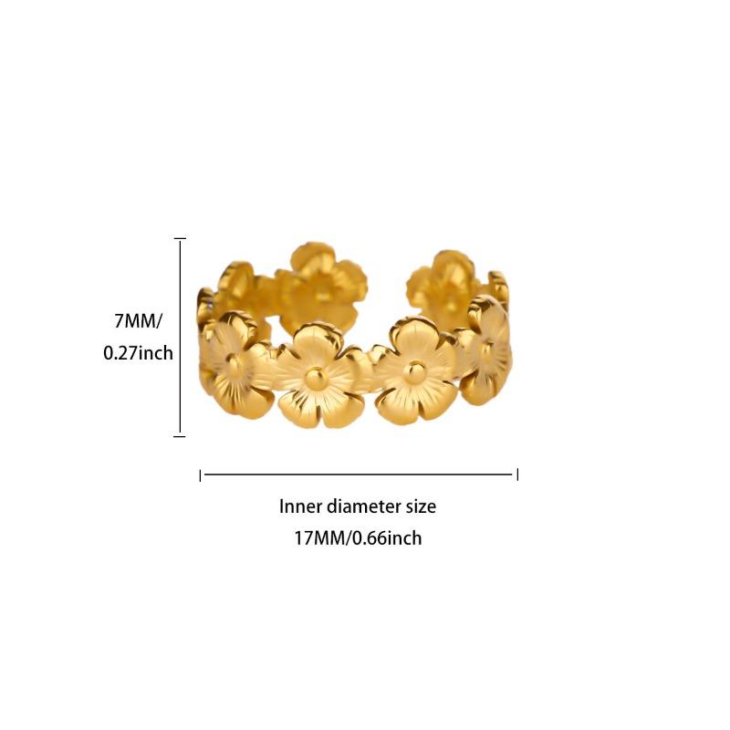 

Кольцо-разомкнутое кольцо с цветком ветра женское из нержавеющей стали золотое модное регулируемое кольцо-браслет трендовое