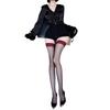 Nunnally Sexy Red Over-the-Knee Black Silk Stockings with Red Edge, Super Thin Fishnet, Silicone Grip -- Perfect for Christmas!