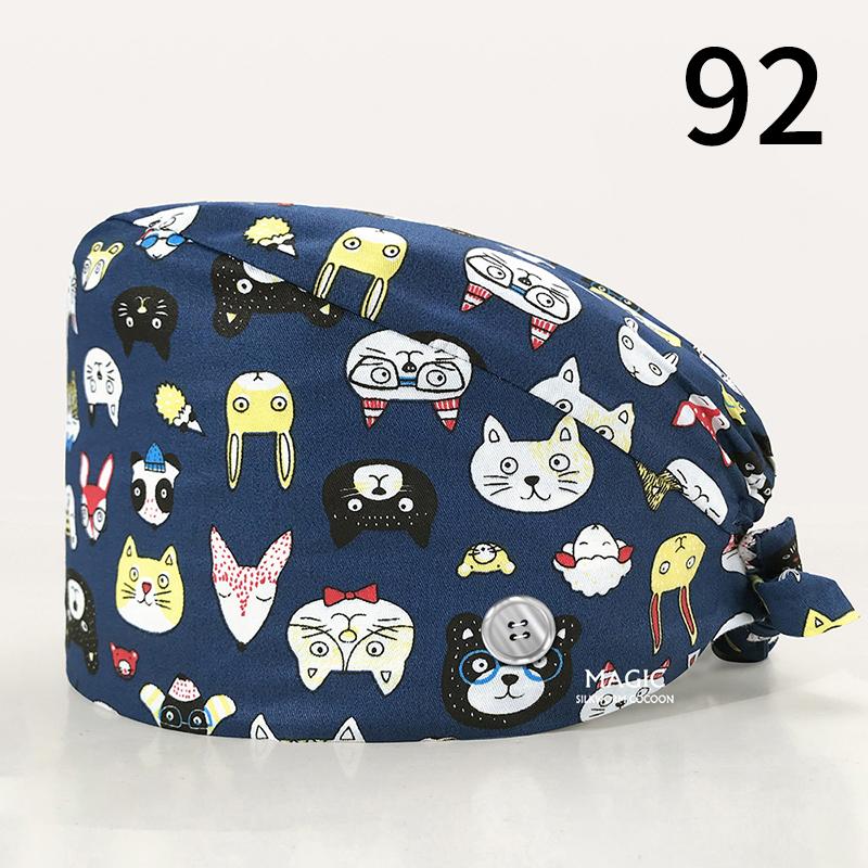 99Styles Elastic Nurse Hat Surgical Hat Cotton Oil-proof Dust-proof Adjustable Print Bouffant
