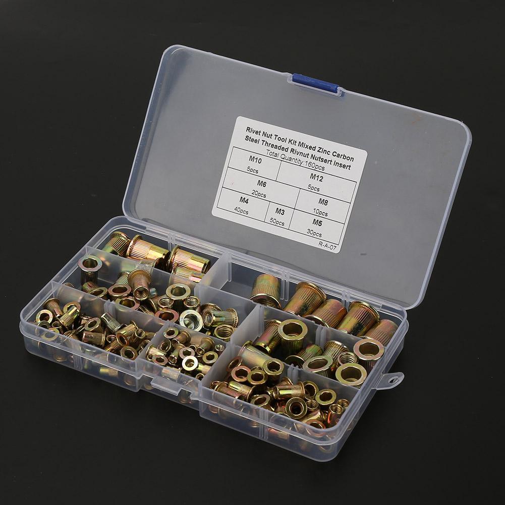 160 Stück Kohlenstoffstahl Flach Weiblich Blindnietmutter Befestigungszubehör