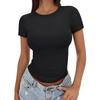 New Women's Slim Fit T-Shirt Summer Sexy Short Sleeve Round Neck Tops Korean Fashion Basic