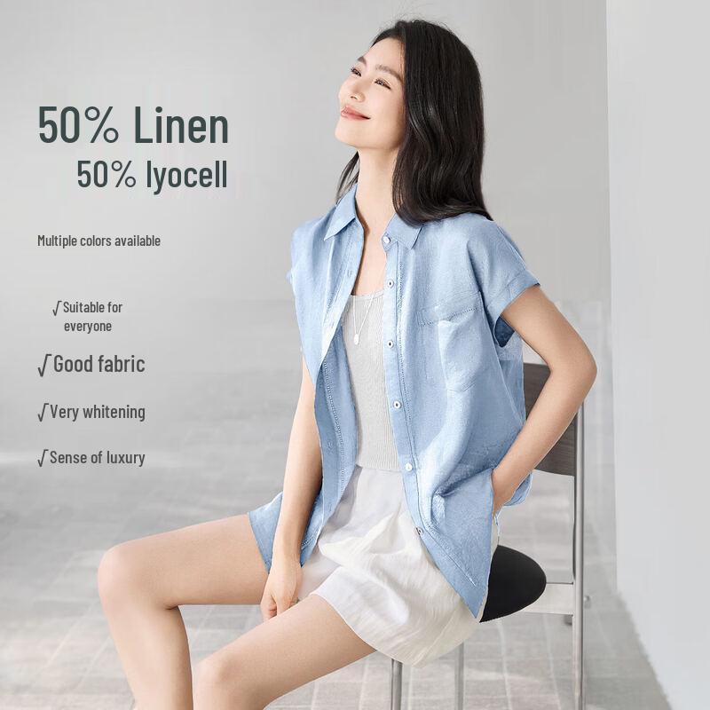IHIMI Women s Lyocell Linen Relaxed Fit Shirt L