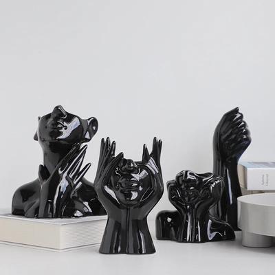 Körperkunst im nordischen Stil, schwarze Keramikvase als Dekoration, leichte Luxus-Tischplatte für das Wohnzimmer, hochwertige Sense-Vasen-Dekoration