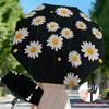 1pc Automatic Folding Umbrella with White Daisies On Black - Shielding, Thickened Reinforced Frame, Portable Travel Design, Co