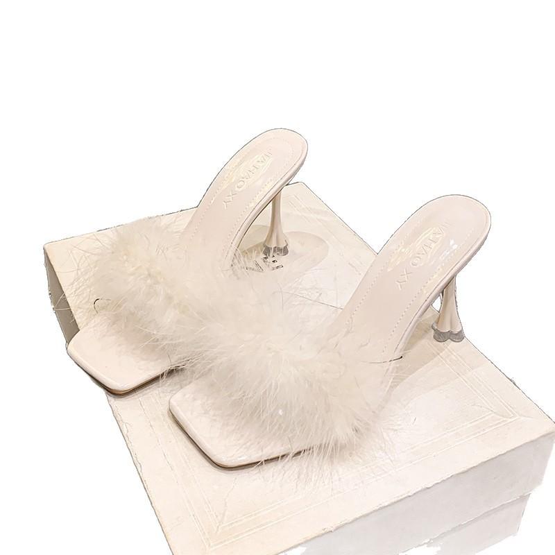 High heels female summer 2025 new fairy wind fine heel sandals square head wear versatile slippers