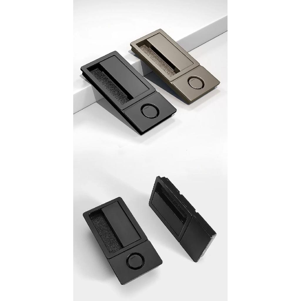 Cerradura de Puerta Magnética de Lengüeta Única Oculta Empotrada con Cierre Plano Minimalista Manija de Puerta Negra para Habitación de Dormitorio Interior