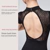 Women's Lace Short Sleeve High-Cut Dance & Yoga Leotard