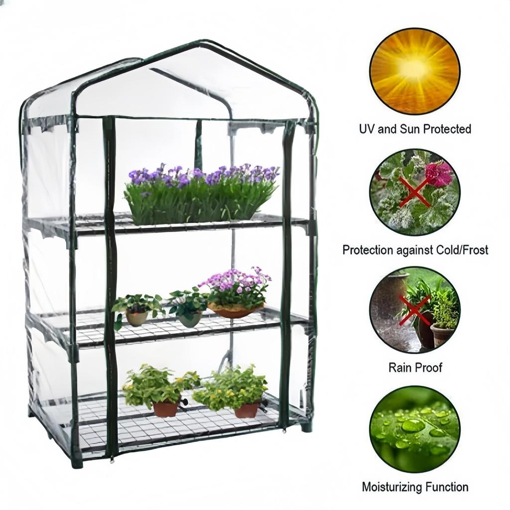 Kryt skleníku Květiny Rostliny Teplo pro Venkovní Vnitřní PVC Kryt skleníku se Zipem Bez Police pro Zahradu