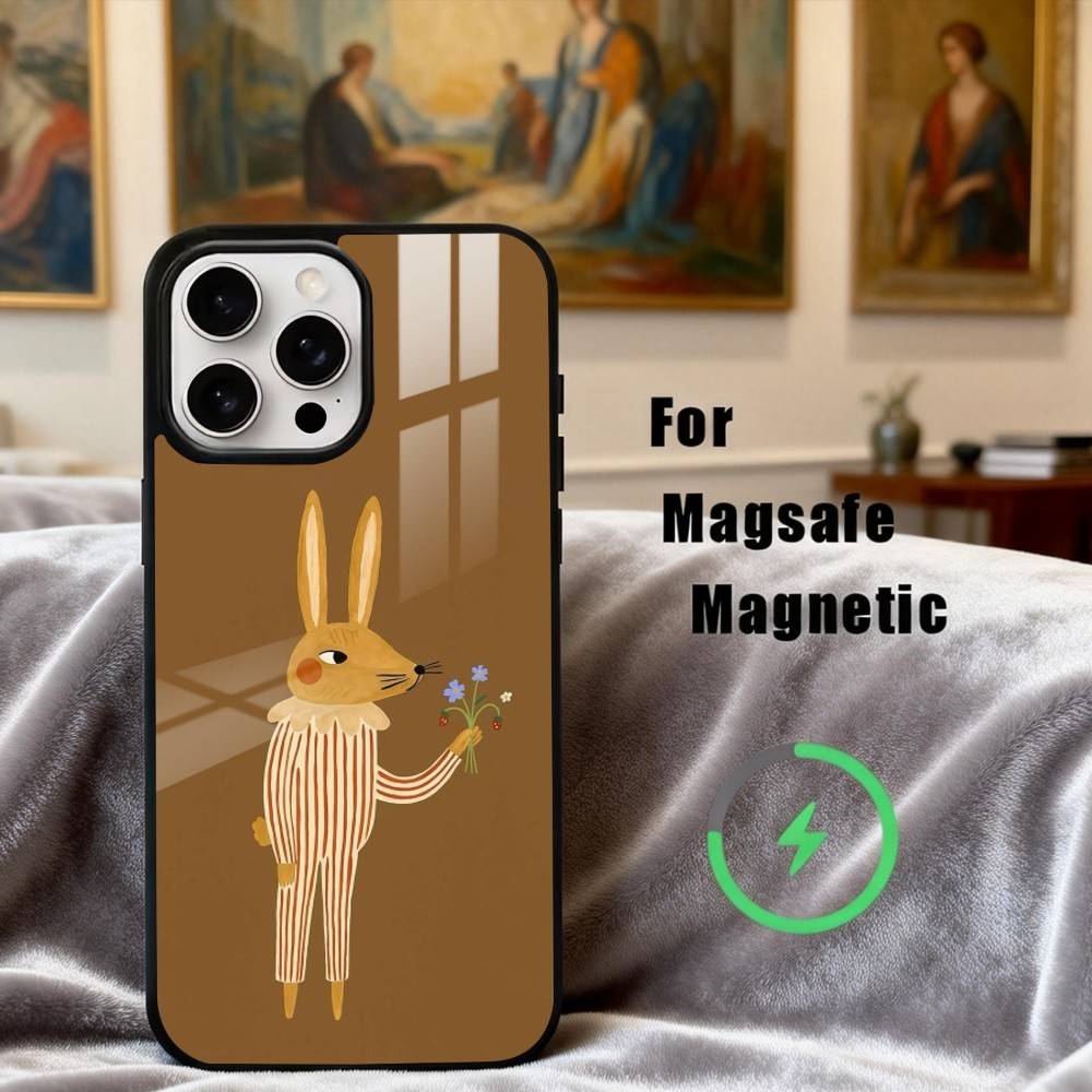 R-rabbit F-flower-R art Phone Case For iPhone17,16,15,14,13,12,11 Plus,Pro Max Magnetic For Magsafe Wireless Charging