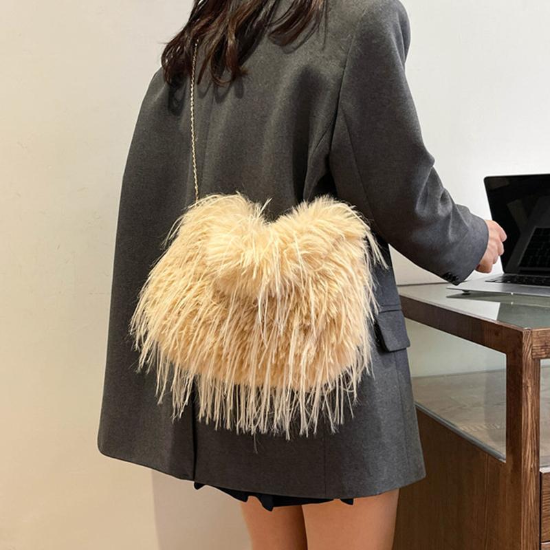 Women Plush Small Purse Soft Luxury Tote Handbag Faux Fur Fluffy Wrist Bags Girls Winter Daily Crossbody Shoulder Bag