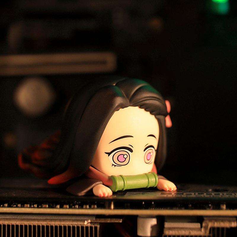 Demon Slayer Kamado Nezuko Action Figures Car Ornament Anime Model Figures Prone Position Desktop Computer Case Decorative Gift