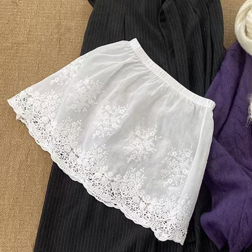 Women's High-Waisted French Romantic Lace A-Line Versatile Layering Skirt