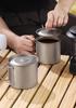 Pure Titanium Travel Mug with Lid and Folding Handle - Perfect for Coffee, Tea, or Water on Camping Trips