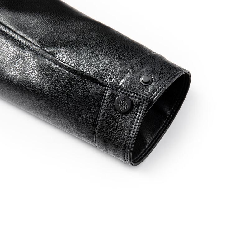 Herren Stehkragen PU Lederjacke