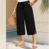 Women's Summer Plus Size Stripes Pants Texture Natural Waist Ankle Wide Leg Daily Pants