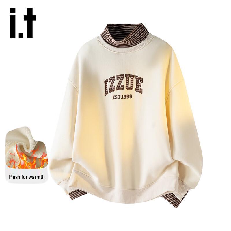 Izzue IT Women s Fleece-Lined Faux Two-Piece Patchwork Sweatshirt XL