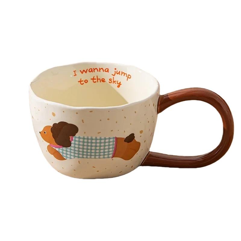JUSTINLAU Ceramic Mug Valentine's Day Gifts Breakfast Coffee Milk Oat Cup Creative Couple Cup with Handle Home/Office Water Cups