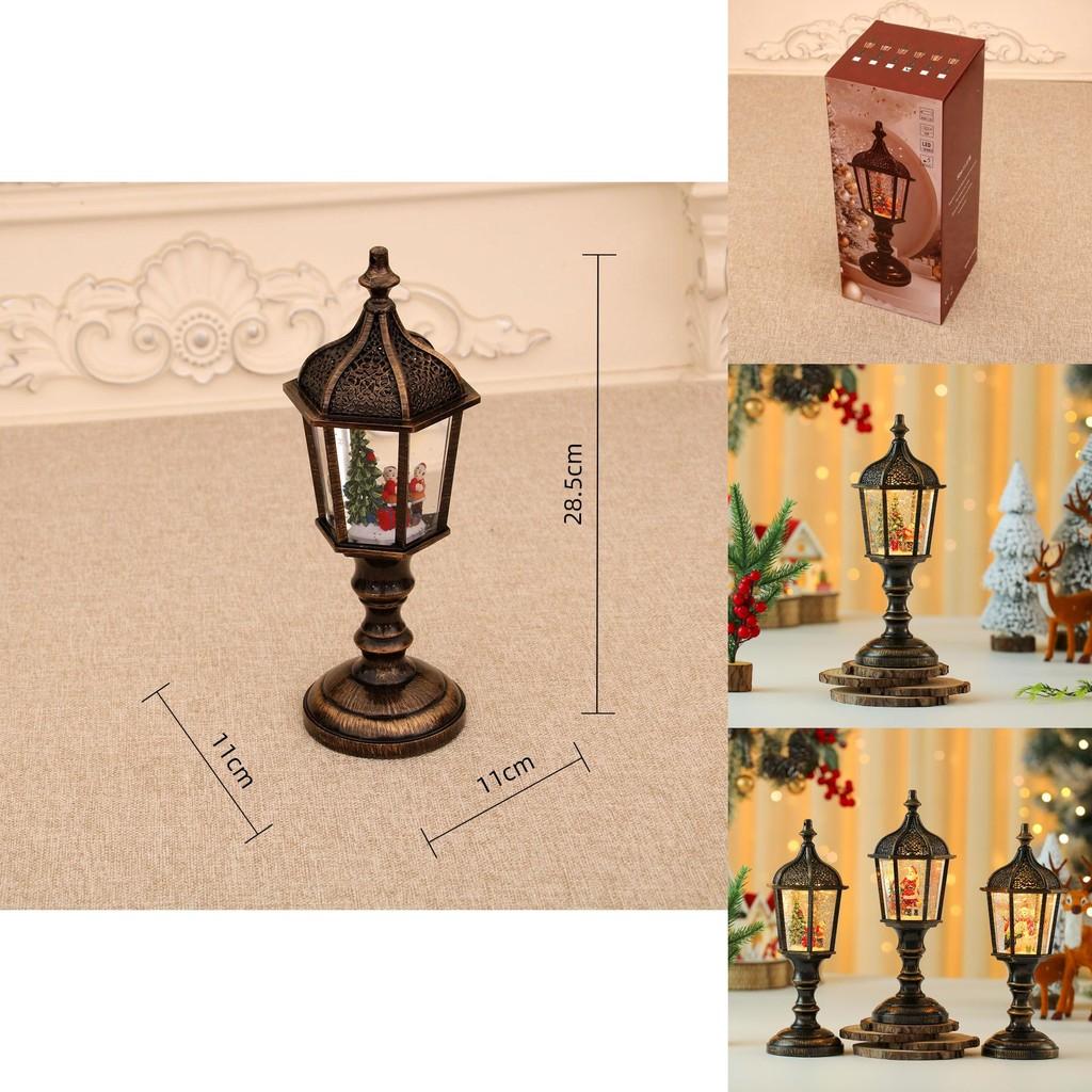 Weihnachts Schneemann Figur Vintage Tischlampe Mit Licht Musik Und Schnee-Effekt Für Feiertagsdeko