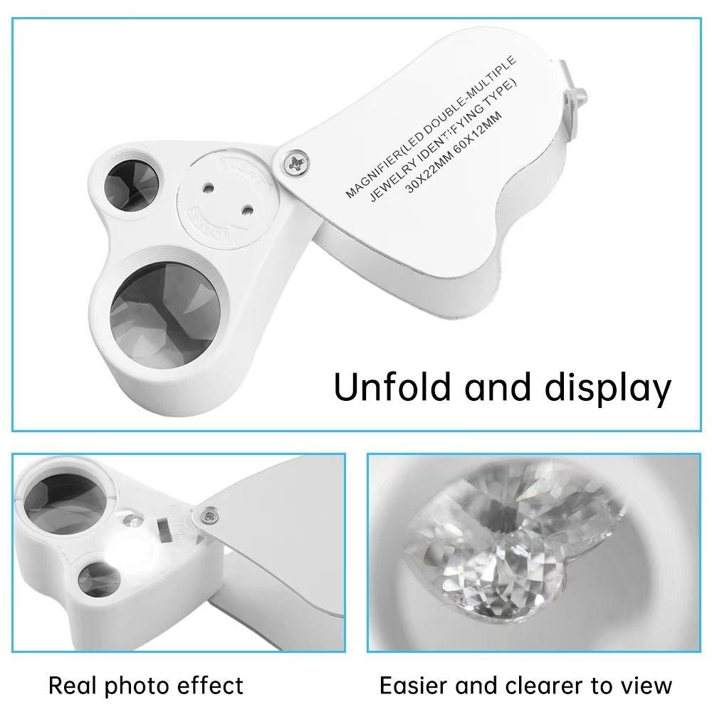Adjustable Lighting Foldable Jewelry Magnifier Handheld Magnifier  for Jewelry Inspection